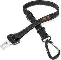 Dog Car Seat Belt | Universal Pet Safety Belt, Created with Human Seatbelt Material. All-Metal Hardware with Adjustable Length Strap. Exceeds Safety Standards. Keep Your Dog Secure (Black)