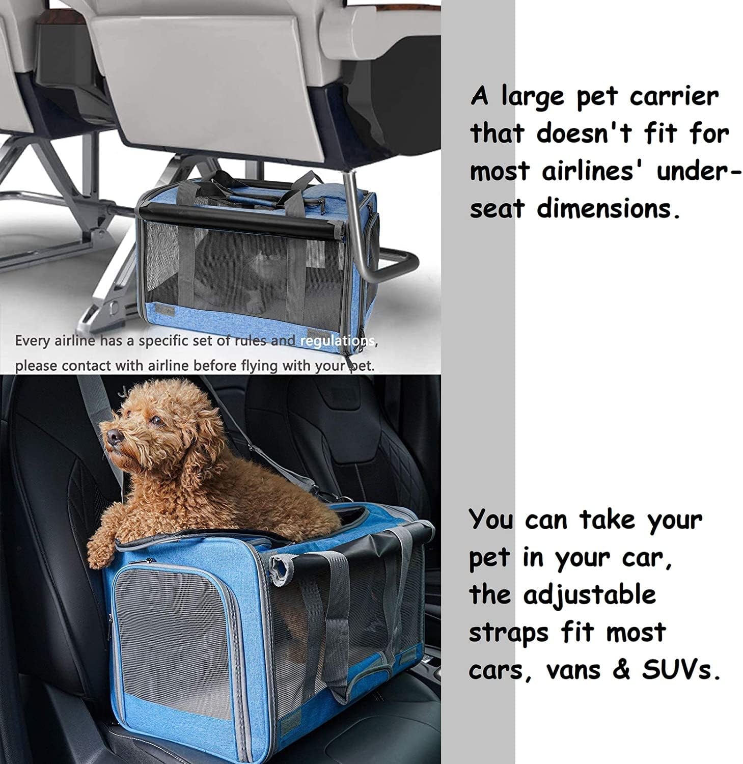 Pet Carrier for Large and Medium Cats, Soft-Sided Pet Carrier for Big Medium Cats and Puppy, Dog Carriers Cat Carriers,Pet Privacy Protection Travel Carrier