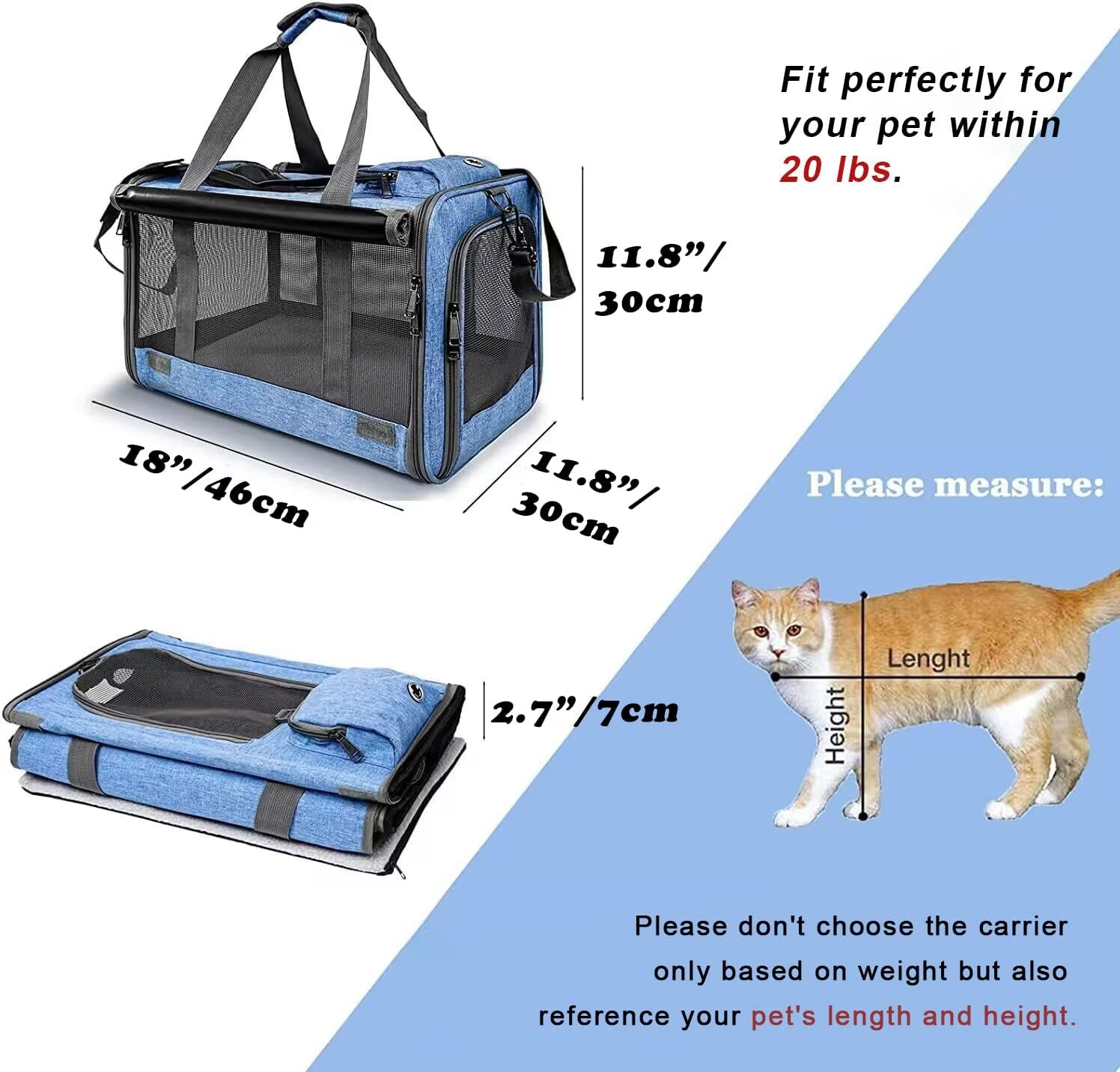 Pet Carrier for Large and Medium Cats, Soft-Sided Pet Carrier for Big Medium Cats and Puppy, Dog Carriers Cat Carriers,Pet Privacy Protection Travel Carrier